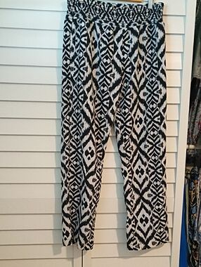 Grace in LA Black & White Abstract Aztec Print Pants